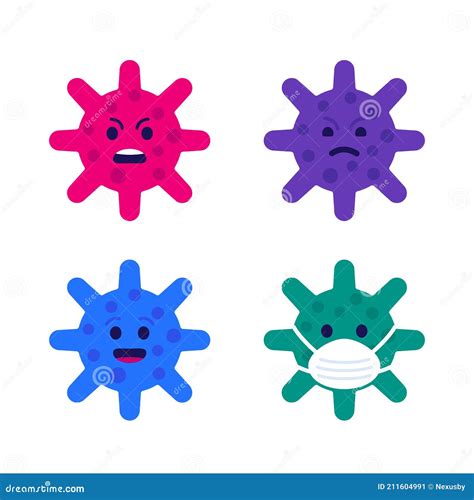 Emoji Vector De Virus Conjunto Virus Enojados Y Asustados Ilustraci N