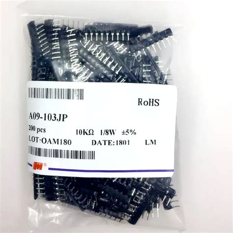 50pcs A09 103 SIP 9 A 103G 103 10K Ohm 8 Commoned Resistor Network