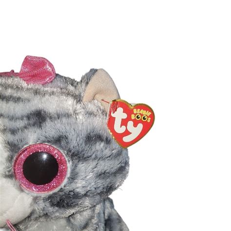 Ty Beanie Boos Kiki The Grey Tabby Cat Inch Medium Buddy Plush