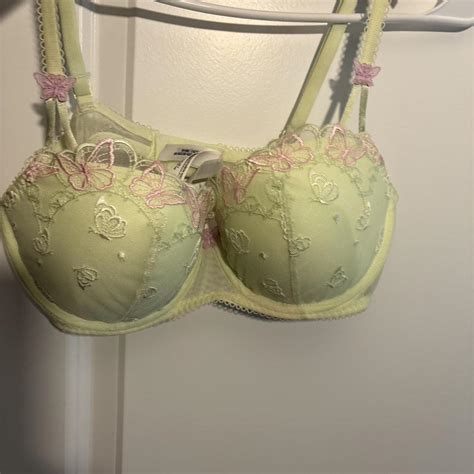 Cute Green And Pink Balconette Bra Lingerie Depop