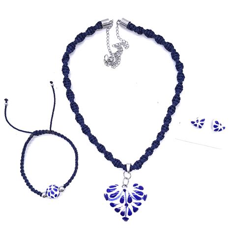 Juego De Collar Aretes Y Pulsera De Talavera Poblana Amazon Mx