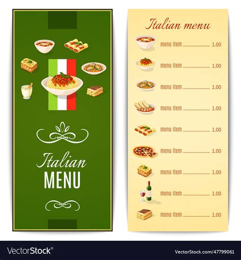 Italian Entrees Menu