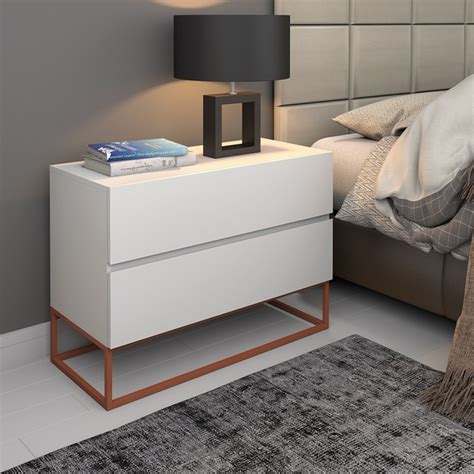 Mesa Cabeceira Eros Branco P S Cobre Estilo Industrial Leroy Merlin