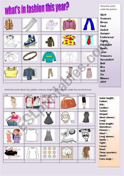 Whats In Fashion This Year Esl Worksheet By Primpi