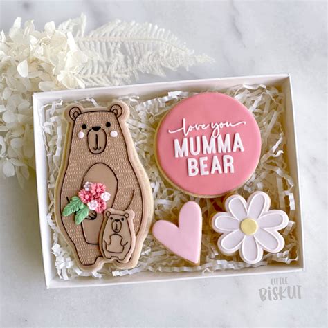 Love You Mumma Bear Debosser Little Biskut Level Up Custom Cookie