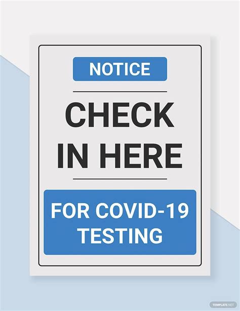 Check in Here for COVID-19 Testing Sign Template in PSD, Illustrator ...