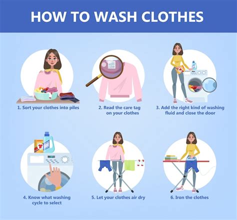 Premium Vector How To Wash Clothes By Hand Step By Step Guide For