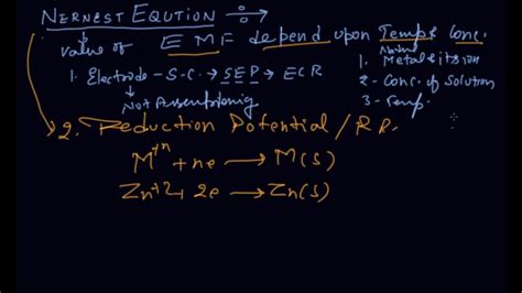 Nernst Equation Part 1 Class 12 Chemistry Electrochemistry Youtube