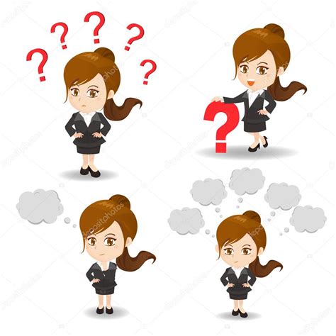 Cartoon Illustration Business Woman Question — Stock Vector © Etoileark 92048630