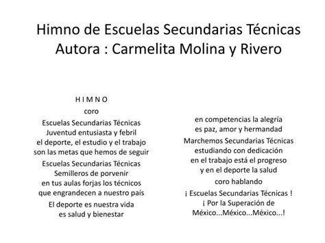 PPT Himno de Escuelas Secundarias Técnicas Autora Carmelita Molina