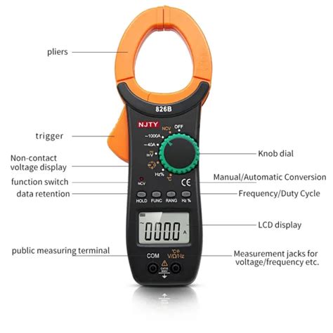 Digital Clamp Meter Counts Auto Range Multimeter With Ncv Test Ac