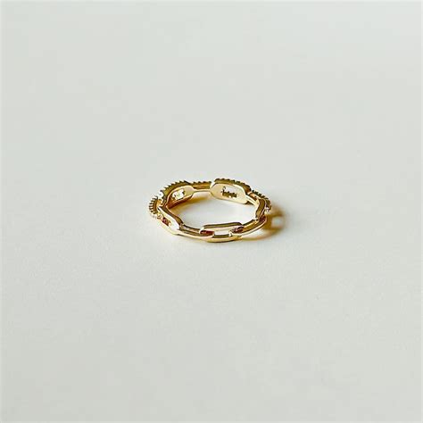 Chain Link Diamond Ring - Gold - J Poetry Jewelry