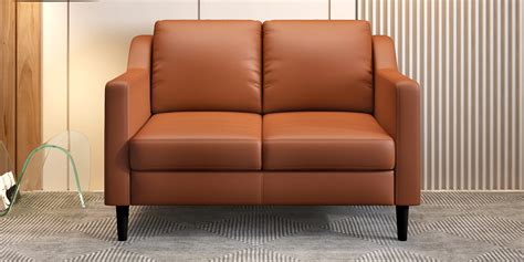 Buy Jeremy Leatherette 2 Seater Sofas In Brown Colour At 50 OFF By