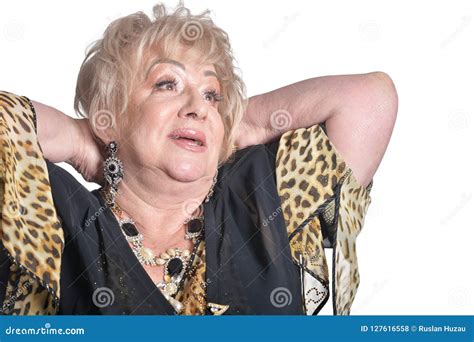 Gorgeous Mature Woman Posing On White Background Stock Photo Image Of