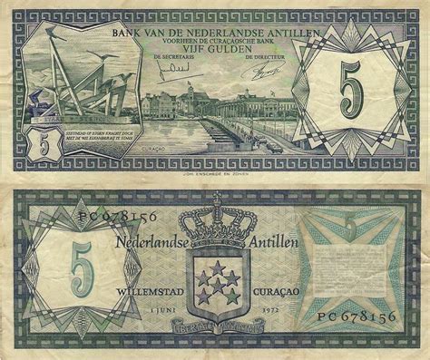 Billete Antillas Holandesas 1973 5 Guldens Banknotes Money Paper