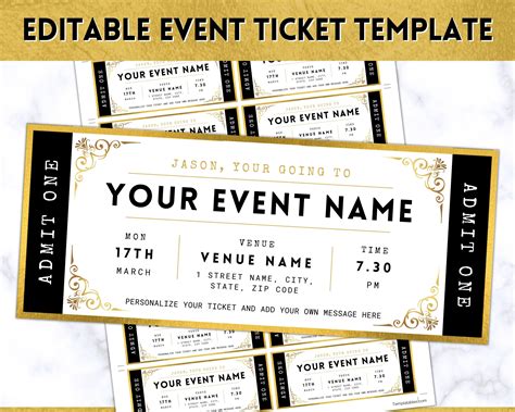 Event Ticket Template EDITABLE DIY Event Printable Surprise Etsy UK