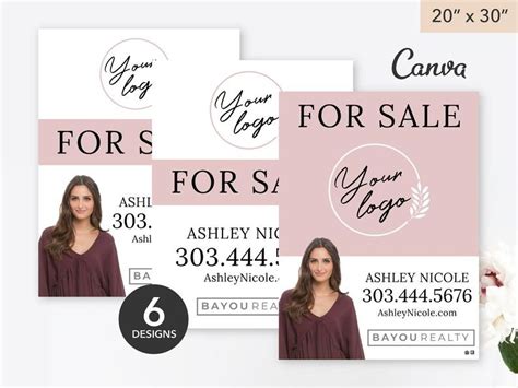 For Sale Sign X Blush Canva Real Estate For Sale Sign Template