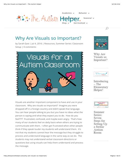 Apoyos Visuales Teoria Why Are Visuals So Important Pdf Autism