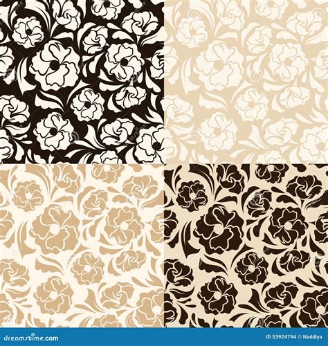 Seamless Beige Floral Pattern Vector Illustration Cartoondealer