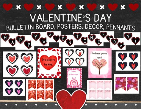 Valentine S Day Bulletin Board Posters Pennants Decor Etsy