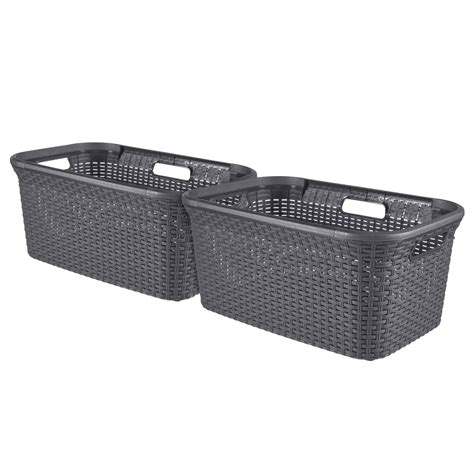 Ensemble de paniers à linge Style 2x45 L Anthracite Curver Leroy Merlin