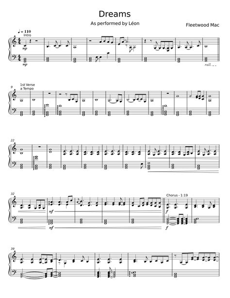 Dreams Fleetwood Mac Sheet Music For Piano Solo