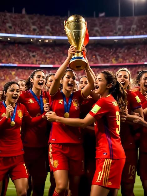 Premium AI Image | Victory for the Spanish women's national football team