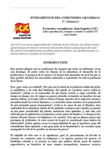 Afanasiev Fundamentos Del Comunismo Cientifico Pdf Comunismo Socialismo