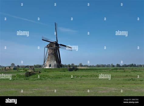 beautiful windmill landscape in the netherlands. Unesco Site Stock ...