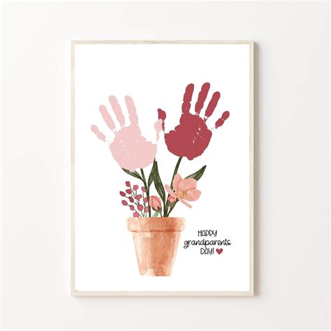 Grandparents Day Handprint Art Craft, Printable Gift for Grandma or Grandpa From Baby, Kids ...