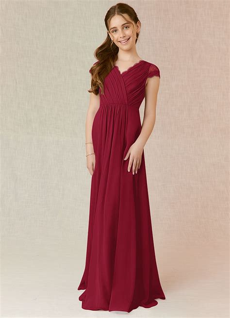 Burgundy Azazie Veda Jbd Junior Bridesmaid Dresses Azazie