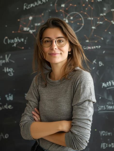 premium photo  professional educator stands   chalkboard