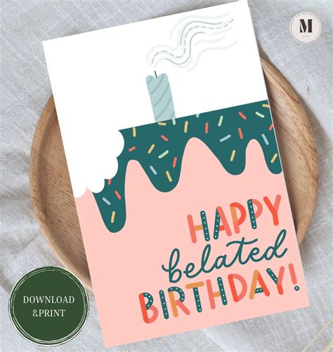 Printable Belated Birthday Card - Etsy