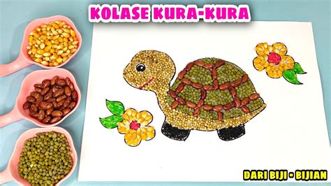 Membuat Kolase Kura Kura Dari Biji Bijian Kolase Tema Hewan