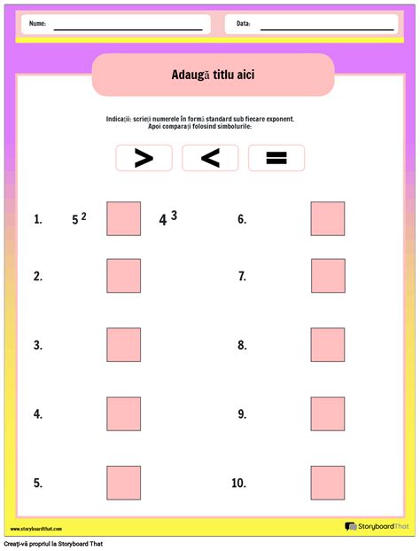 Fi A De Lucru Pentru Compararea Exponen Ilor Storyboard
