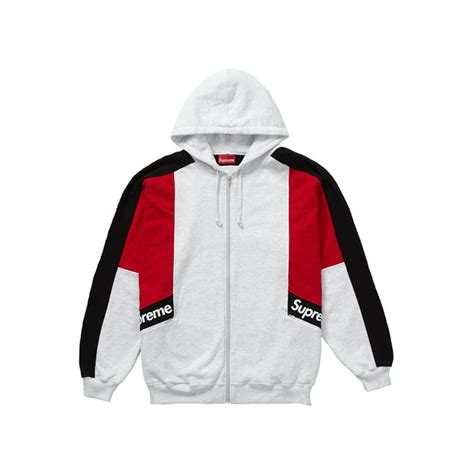 Supreme Color Blocked Zip Up Hooded Sweatshirt Ash Greysupreme Color