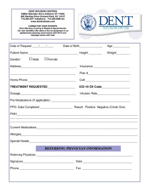 Fillable Online Infusion Center Referral Form Fax Email Print PdfFiller