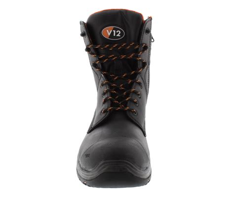 V Footwear Avenger Igs Black Orange Leather Safety Boot Walktall