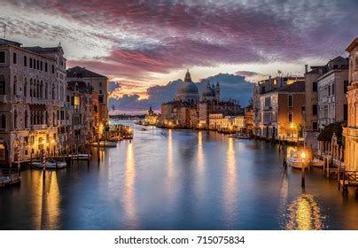 Ponte Rialto Gondola Sunset Venice Italy Stock Photo