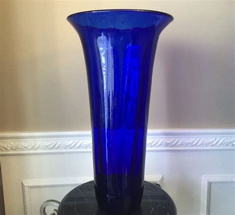 Blenko Hand Blown Cobalt Blue Large 18 12 Floor Vase With Sticker