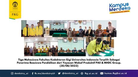 Tiga Mahasiswa Fakultas Kedokteran Gigi Universitas Indonesia Terpilih