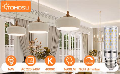 Tomosu E27 LED Neutralweiss 4000K 1600LM 16W LED Glühbirne E27 ersatz