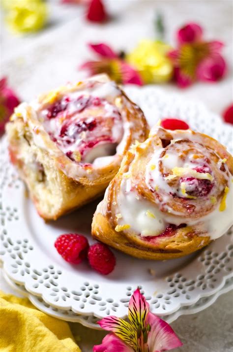 Overnight Raspberry Sweet Rolls With Lemon Cream Cheese Glaze Host