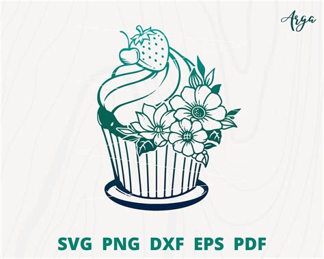 Cupcake Svg Cake Svg Bakery Svg Cupcake With Flower Svg Etsy