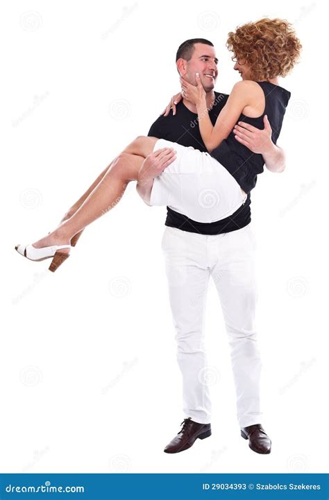 Happy Man Holding Woman In His Arms Stock Image Image 29034393