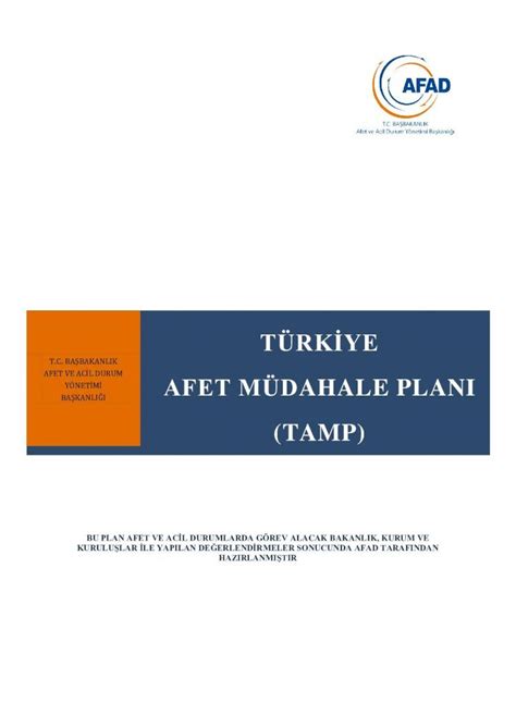 PDF TÜRKİYE AFET MÜDAHALE PLANI TAMP IV TÜRKİYE AFET MÜDAHALE