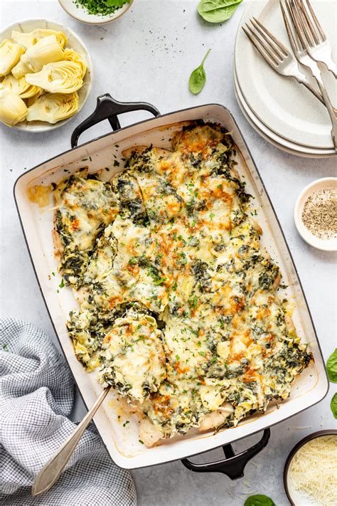 Creamy Greek Yogurt Chicken Spinach Artichoke Bake - The Natural Nurturer