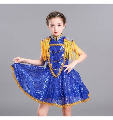 girls green pink blue jazz modern dance dresses sequin glitter drummer