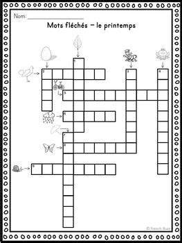 French Spring Crosswords Printemps Mots Crois S Fl Ch S Cach S