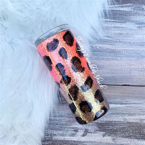 Leopard Print Yeti Glitter Leopard Yeti Tumbler Glitter Etsy